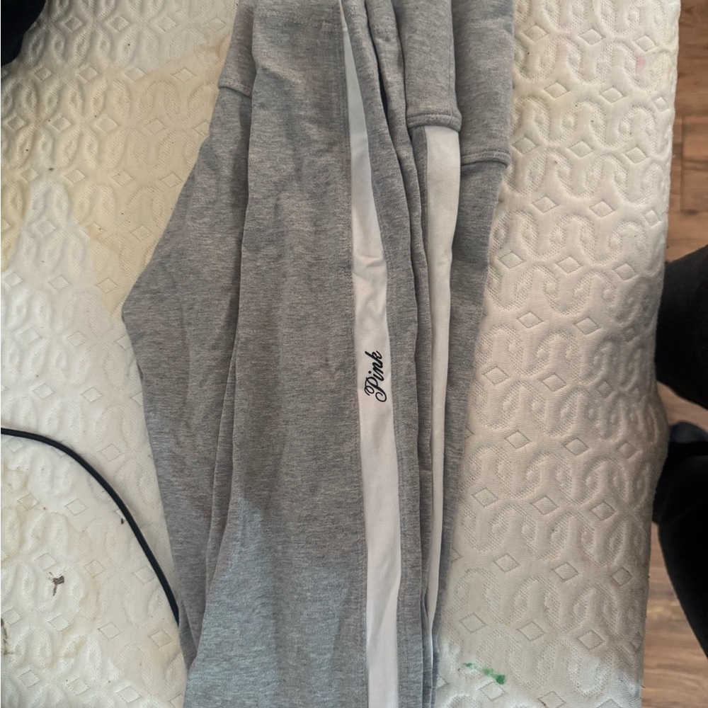 Gray Joggers with White Stripe/Black Spandex Both Full Length Leggings.